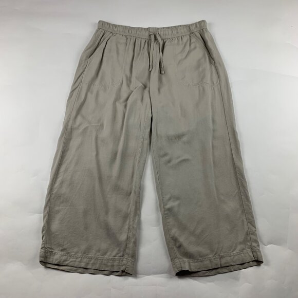 Splendid Natural Linen Blend Wide Leg Cropped Lounge Pant L - Picture 1 of 6